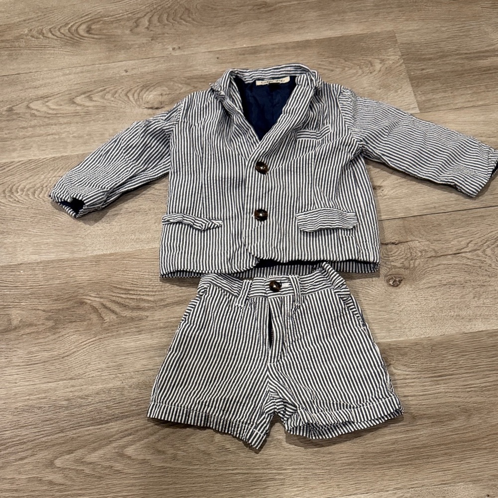 Striped Blazer and Shorts Set